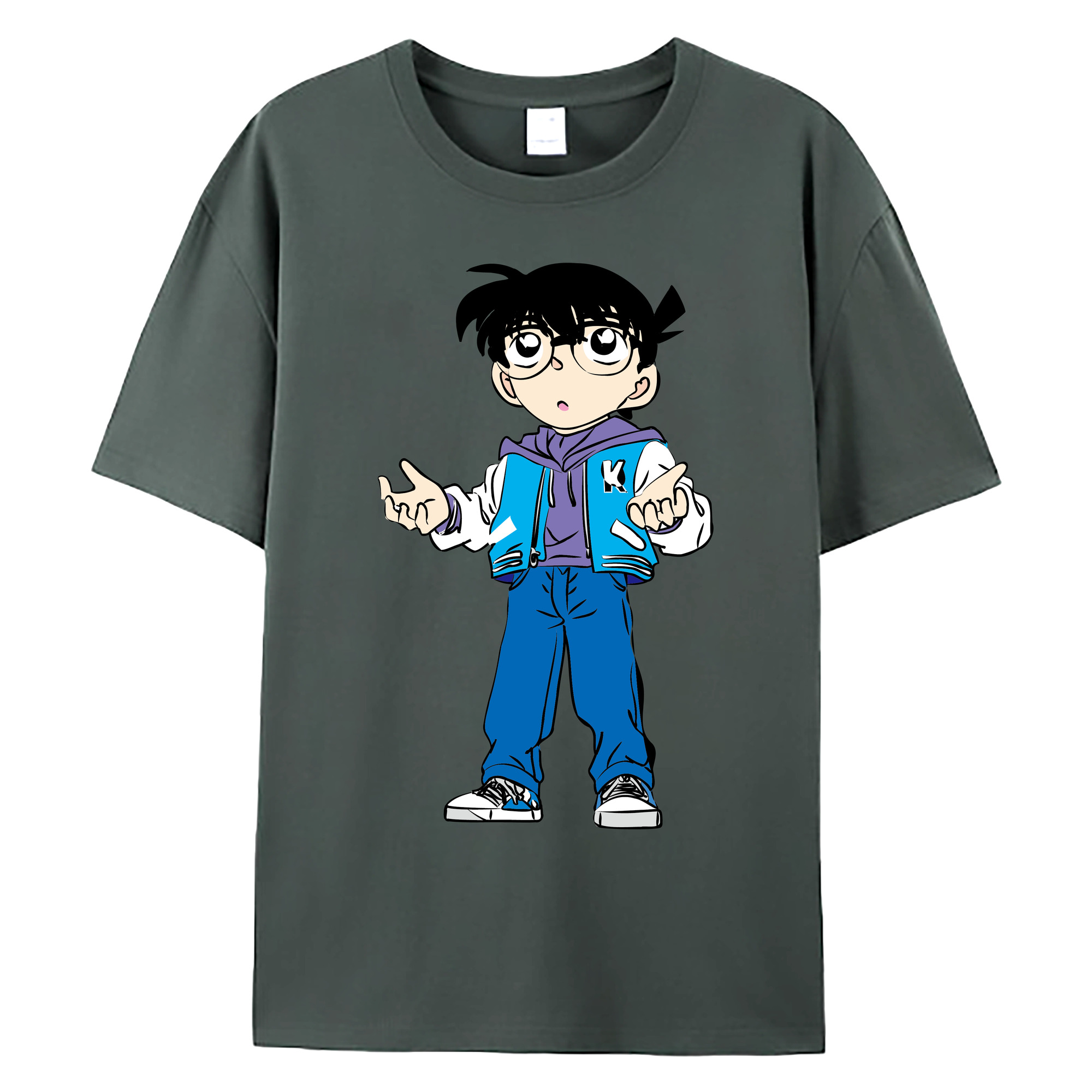 （画像用） 名探偵コナン 江戸川 コナン Detective Conan Conan Edogawa 綿100％ メンズ半袖Tシャツ｜肌触りやわらか＆通気性